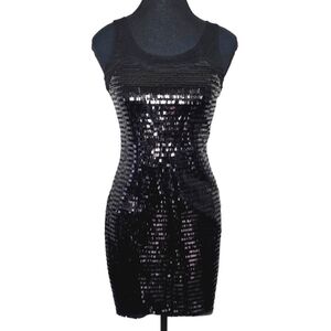 Bodycon Black Party Sequin Dress, XS
